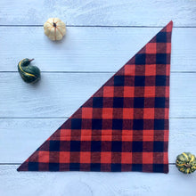 Load image into Gallery viewer, Navy Orange Plaid Flannel Bandana
