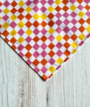Load image into Gallery viewer, Dog Bandana - Pink, Orange, Yellow Checkered
