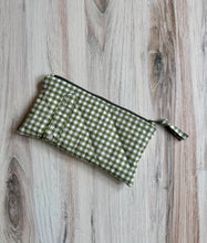Load image into Gallery viewer, Zippered pouch - green gingham