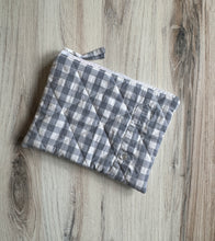 Load image into Gallery viewer, Zippered pouch - blue gingham