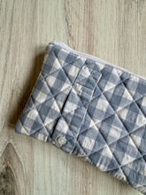 Load image into Gallery viewer, Zippered pouch - blue gingham